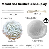 3 Pack Peony Silicone Candle Mold Flower Mold Resin Casting Molds with Large-Eye Wicking Needle,Candlewick for DIY Scented Candle, Soy Wax, Cake, Soap,Craft Making