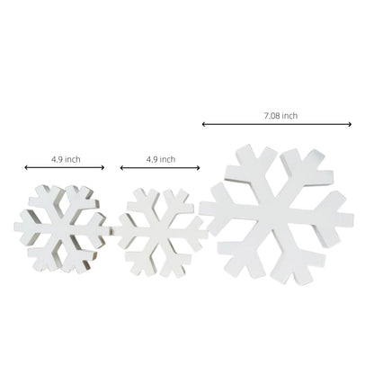 3pc Wood Snowflakes Christmas Decorations, Standing White Wooden Snowflakes Ornaments Winter Wonderland Decor, WellPainted Christmas Table Decor,Sturdy Large Snowflake Decor for Home Kitchen Fireplace