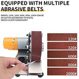 NuoDunco 3-In-1 Mini Belt Sander - Electric Bench Grinder Sanding Machine, 7 Adjustable Speed Table Polisher Buffer Handcraft System for Metal Wood DIY Craft Jewelry Stained Glass (Plus Kit) NuoDunco