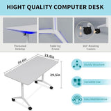 AKSOUDEW Folding Conference Table, Rectangular Conference Room Tables, Mobile Modular Training Table, Solid Steel Frame,Thickened Panel,for Schools,Meeting Room and Offices (4PCS, 71in) AKSOUDEW