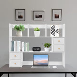 Desk Hutch, Desktop Hutch with 8 Shelves & 4 Drawers, Vanity Desk with Hutch Top Only, Extendable Small Desk Shelf for Top of Desk, Desktop Bookcase Bookshelf for Home Office Generic