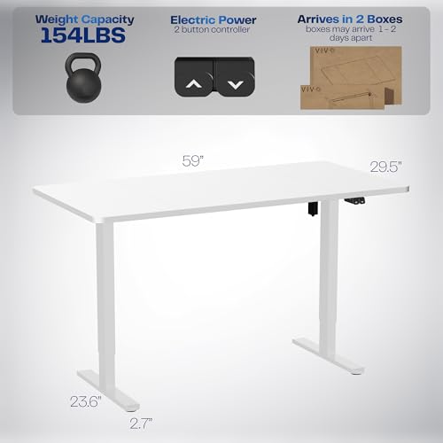 VIVO Electric 60 x 30 inch Stand Up Desk, Height Adjustable, White Top White Frame, Home and Office Furniture Sets, DESK-KIT-0W6W VIVO