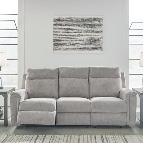 Signature Design by Ashley Barnsana Minimalist Power Reclining Sofa with USB Charging Ports, Light Gray Signature Design by Ashley