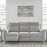 Signature Design by Ashley Barnsana Minimalist Power Reclining Sofa with USB Charging Ports, Light Gray Signature Design by Ashley