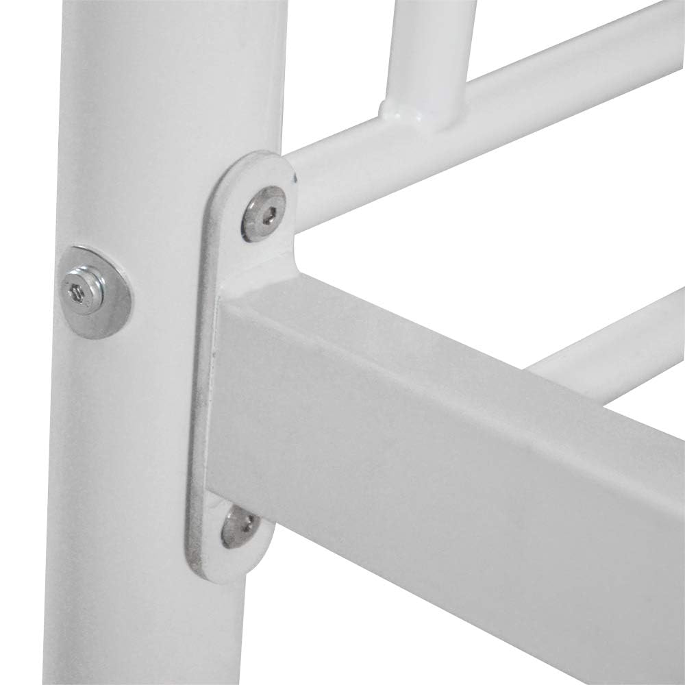 Karl home White Bunk Bed Twin Over Twin, Metal Bunk Bed with Built-in Ladder and Safety Guardrail, Space-Saving Twin Bunk Beds for Kids, Teens & Adults, No Box Spring Karl home