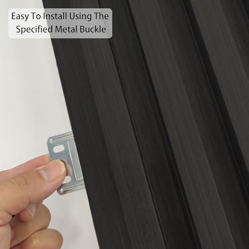 INNO STICKERS 6-Piece WPC Acoustic Slat Wall Panel for Modern Interior Decor, 94.5” x 6.5” 3D Wood Slat Wall Paneling for Living Room, Charcoal, 25.6 Sq.Ft INNO STICKERS