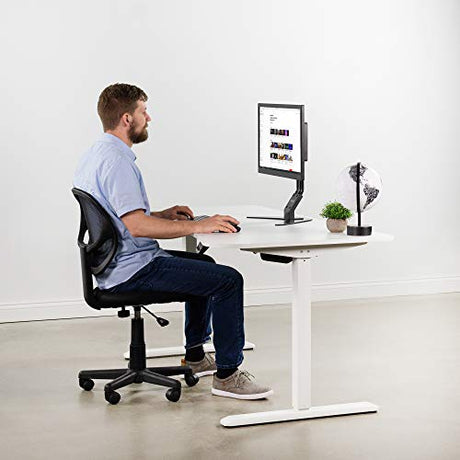 VIVO Electric Height Adjustable 63 x 32 inch Memory Stand Up Desk, White Table Top, White Frame, Touch Screen Preset Controller, 2E Series, DESK-KIT-2E1W VIVO