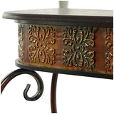Deco 79 Metal Floral Embossed 1 Shelf Console Table with Ornate Scroll Legs, 43" x 14" x 32", Brown Deco 79