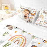 Homewish Boho Rainbow Comforter Set Twin Size Cute Butterfly Bedding Set 2pcs for Kids Girls Boys Adult Room Decor Cartoon Love Heart Palm Leaves Quilt Set Animals Botanical Duvet Insert,1 Pillowcase Homewish