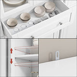 FACBOTALL 76'' Kitchen Pantry Storage Cabinet, Pantry Cabinet, Freestanding Kitchen Cupboard with Large Drawer, Doors, and Adjustable Shelves for Dining Room, Living Room, Laundry, White FACBOTALL