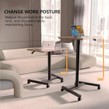 MPETAPT 28-Inch Mobile Standing Desk, Adjustable Computer Desk, Portable Standing Desk with Lockable Wheels, Rolling Table for Home Office Classroom Hospital (Walnut) MPETAPT