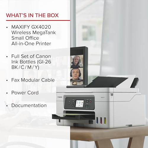 Canon Megatank GX4020 All-in-One Wireless Supertank Printer with Print, Copy, Scan and Fax | Auto Document Feeder | Mobile Printing | 2.7" LCD Touch Screen Canon