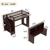 Harper & Bright Designs Twin Size Loft Bed with Stairs, Solid Wood Loft Bed with Movable Desk, Featuring Storage Stairs and Storage Shelf, for Teens Adults (Espresso) Harper & Bright Designs