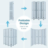 Giantex Room Divider 6 Panels - Boho Room Dividers with Carved Cutout Pattern & Solid Wood Frame, Fully Assembled, 65'' Folding Privacy Screen Partition Wall Divider for Room Separation, Light Blue Giantex