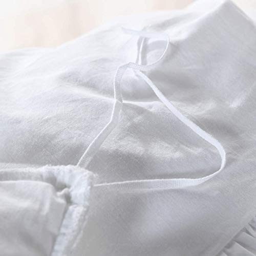 Queen's House White Ruffle Twin Duvet Cover, Washed Cotton Shabby Boho Chic Farmhouse Bedding Comforter Cover 3 Pieces Kids Duvet Quilt Cover Twin Ultra Soft Aesthetic Cute Girls Teen Bedding QSH