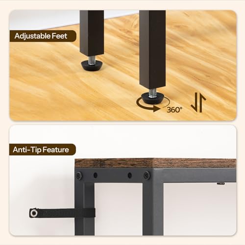 YATINEY Narrow Console Table, 70.9" Behind Couch Table Skinny, Small Entryway Table with Power Outlets, Modern Hallway Table for Living Room, Entryway, Rustic Brown and Black CT15UBR YATINEY