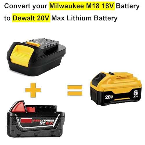 ML18DL Battery Adapter for Milwaukee to dewalt 20V Battery, for Milwaukee M18 18V Battery 48-11-1850 Convert to dewalt 18V 20V Lithium Battery Use for De-Walt 20Volt Cordless Power Tool - WoodArtSupply