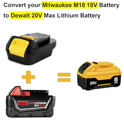 ML18DL Battery Adapter for Milwaukee to dewalt 20V Battery, for Milwaukee M18 18V Battery 48-11-1850 Convert to dewalt 18V 20V Lithium Battery Use for De-Walt 20Volt Cordless Power Tool - WoodArtSupply