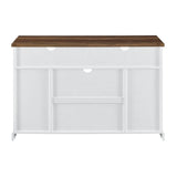 Pemberly Row Farmhouse Sliding Door Wood 52" Highboy TV Stand Console Buffet Credenza Storage Cabinet in White Pemberly Row