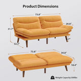 Pipishell Futon Sofa Bed, Modern 66" Futon Couch Convertible to Bed & Lounger, Compact Size, Corduroy Loveseat, Durable Construction - Fits Small Spaces, Apartments,Study Room (Yellow, 66 Inch) Pipishell