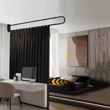 XIMSPHY Privacy Partition Curtains with U-Shaped Rod, Metal Support Single Wall Mounted Curtains, 6.56ft Black Flat Hooks Medical Curtain for Fitting Room Beauty Salon Bedroom XIMSPHY