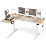 Acrolix 59 Inch L Shaped Standing Desk Adjustable Height, Electric Corner Standing Desk, Sit Stand Computer Table with Reversiable Splice Board,Light Rustic Brown Acrolix