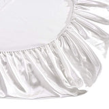 1 Piece Satin Fitted Sheet Only Classic Luxury Silky Soft Bed Sheets Solid Color (Twin, White) JUWENIN