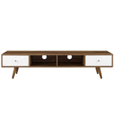 Modway Transmit 70" Media Console Wood TV Stand, 70 Inch, Walnut White Modway