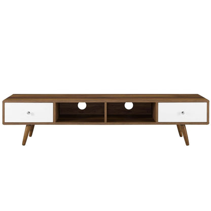 Modway Transmit 70" Media Console Wood TV Stand, 70 Inch, Walnut White - WoodArtSupply