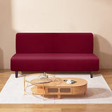 Granbest Water Repellent Futon Cover High Stretch Armless Sofa Covers Foldable Sofa Bed Covers Jacquard Futon Slipcover Waterproof Furniture Protector for Kids, Pets (Futon, Wine Red) Granbest