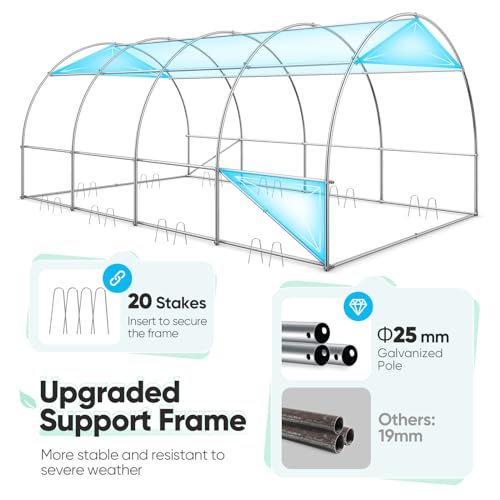 Quictent Premium 20x10x6.6FT Upgraded Greenhouse for Outdoors, Multipurpose Garden Plant with Enhanced Heavy Duty Frame Portable Hoop House, 8 Ventilated Screen Window & 2 Zipper Screen Door, - WoodArtSupply