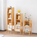 Welnow Natural Modern End Table, Bamboo Nightstand with 1 Tier Storage Space Open Shelf Side Table Cabinet Bedside Table Practical Sofa Side Table for Bedroom, Living Room,Small Welnow