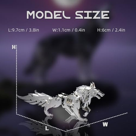 SEBUNAS Mechanical Siberian Wolf 3D Metal Puzzle 3D Metal Model Kits DIY Mechanical Fine Assembly Model Toy Suitable for Adults and Teenagers, Enhance Hands-on Ability, Creative Decorations SEBUNAS