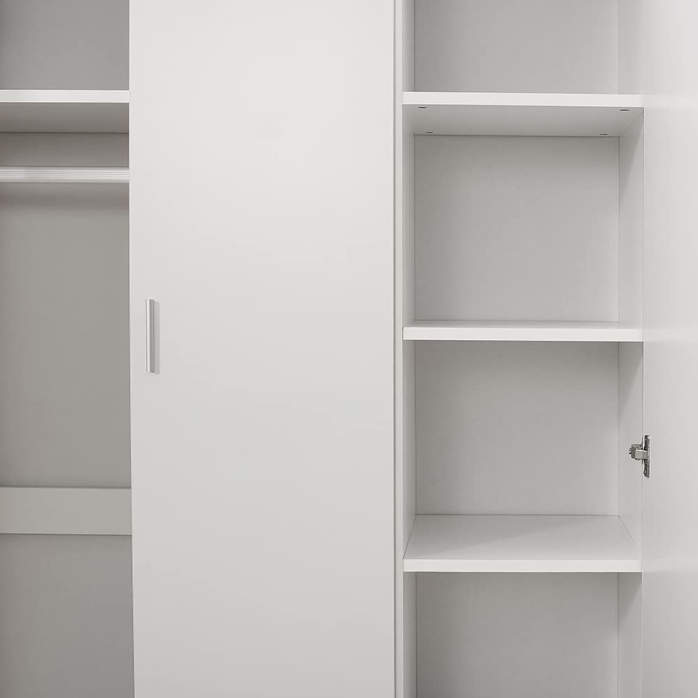 Panana 3 Door Armoires Wardrobe Closet with Clothes Hanging Rail, 6 Storage Shelves Cupboard Unit Bedroom Furniture Panana