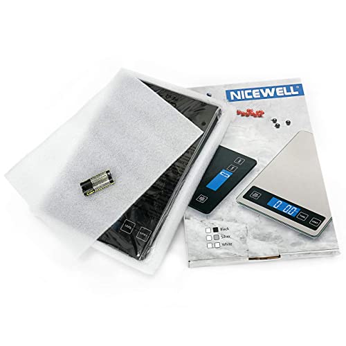 Nicewell Food Scale Digital Weight Grams and oz, 22lb Kitchen Scale for Cooking Baking, 1g/0.1oz Precise Graduation, Sleek Tempered Glass Platform
