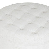 HomePop Home Decor | Upholstered Round Tufted Foot Rest Ottoman | Ottoman with Storage for Living Room & Bedroom | Decorative Home Furniture, Cream Textured Solid HomePop