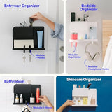 WallShelfie Bedside Wall Organizer & Dorm Decor - Dorm Room Essential, Floating Bedside Shelf Wall Mount Organizer, Remote Control Holder, Cool Teen Girls Trendy Stuff, Room Organization (Black) Smallish