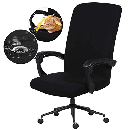 Water Resistant Stretch Computer Office Chair Cover with Durable Zipper Universal Washable Removable Spandex Rotating Boss Chair Slipcovers Anti-dust Soft Desk Chair Seat Protector for Dogs Cats Pets DIVA EN CAMINO DEC