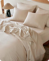 Bedsure 100% GOTS Organic Cotton Sheets, Fair Trade Certified Queen Bedding Set, Eco-Friendly, Soft, 17 inches Deep Pocket Queen Sheet, Sateen Weave Cotton Luxurious Hotel Bed Set, Linen Bedsure