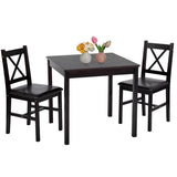 FDW | 3-Piece Solid Wood Dining Table | Dark Brown | Pine Kitchen Table with Upholstered Chairs | Space-Saving Design | Smooth Easy-to-Clean Surface | for Dining Room, Apartment, Restaurant FDW