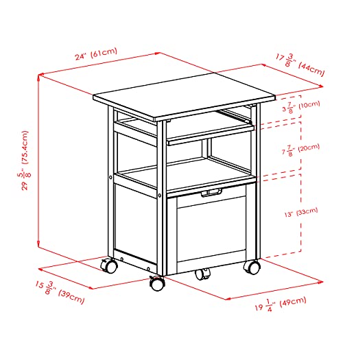 Winsome Piper Home Office, Walnut, 24.02"W x 29.65"H x 17.32"D Winsome