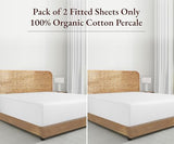 California Design Den 2-Pack 100% Organic Cotton Twin Extra Long Fitted Sheets Percale Only - Soft, Crisp and Lightweight, Snug-Fit and Durable 2X Twin XL Deep Pocket Fitted Sheet - White California Design Den