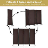 Giantex 4 Panel Room Divider - Folding Privacy Screen for Room Partition, 5.6 Ft Foldable Separator Wall, Brown Giantex