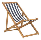 Safavieh PAT7040A-SET2 Outdoor Collection Loren Teak, White Foldable Sling Adirondack Chair, Natural/Navy Stripe Safavieh