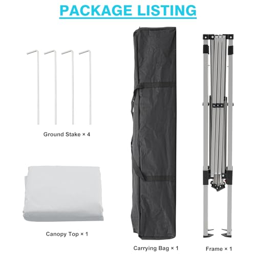 Oneofics Canopy Tent, 10X10 FT Pop Up Canopy Outdoor Instant Tent Slant Legs with Carrying Bag, Portable Gazebo Shelter for Patio Deck Garden and Beach - 8X8 FT Canopy Cover (White) Oneofics