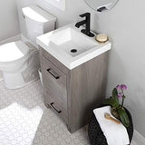 Spring Mill Cabinets Nixie 18 Inch Bathroom Vanity with White Single Sink Top, 1-Door Cabinet, 1 Drawer, 18.5" W x 16.75" D x 34.38" H, White Washed Oak Spring Mill Cabinets