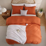JSD Burnt Orange Duvet Cover Set Twin Size, 2 Piece Microfiber Kids Duvet Cover with Pillow Sham, Zipper Closure, Comforter Not Included JSD