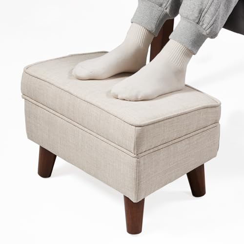 FAGAGA Ottoman Foot Rest, Footstool Ottoman with Adjustable Cover, Modern Foot Stool, Ottoman with Storage for Living Room, Bedroom, Dorm (Beige) FAGAGA