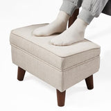 FAGAGA Ottoman Foot Rest, Footstool Ottoman with Adjustable Cover, Modern Foot Stool, Ottoman with Storage for Living Room, Bedroom, Dorm (Beige) FAGAGA