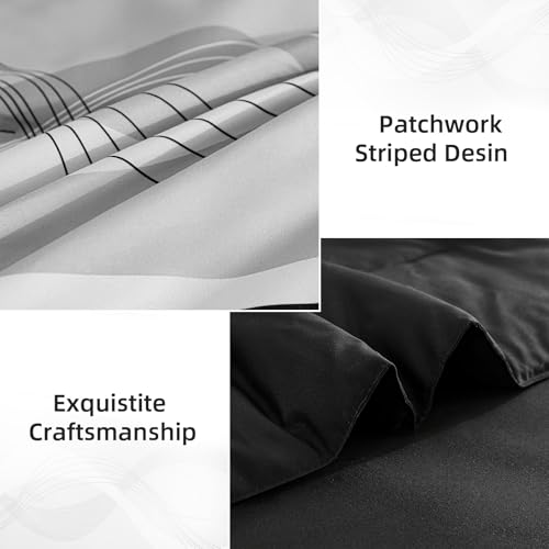 Anibedding Black Comforter Set King Size,8 Pieces Boho Bed in a Bag Patchwork Striped Comforter Set, Soft Microfiber Bedding Set for All Season(104"×90") Anibedding